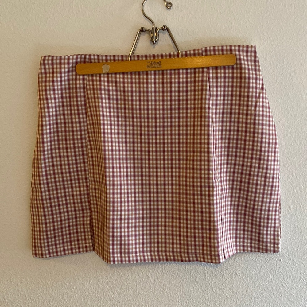 Plaid pencil skirt with double front slits